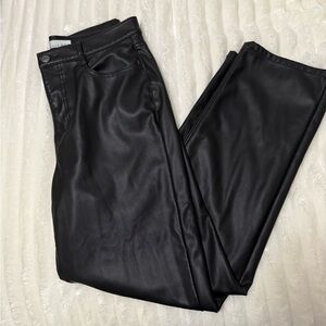Black Faux Leather Women's Pants